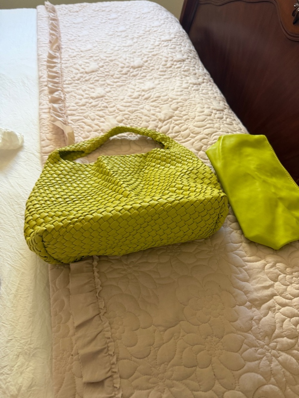 Woven Lime Green Shoulder Bag - Brand